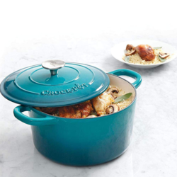 Vas de fontă emailată, 4.7L, rotund, turcoaz Crock-Pot