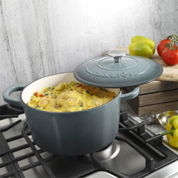 Vas de fonta emailată, 4.7L, rotund, gri Crock-Pot