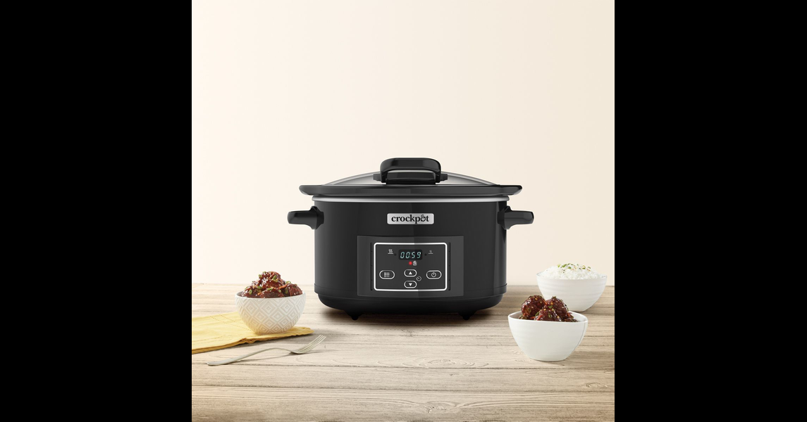 Slow Cooker 4.7L Digital HingedLid CrockPot, 4.7L, capac retractabil, 3 setări Low, High și