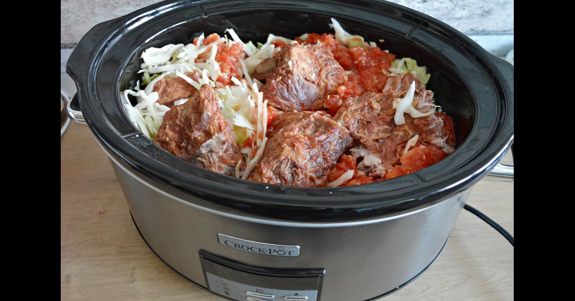 Rețetă varză cu afumătură la Slow Cooker 7.5L Digital CrockPot by