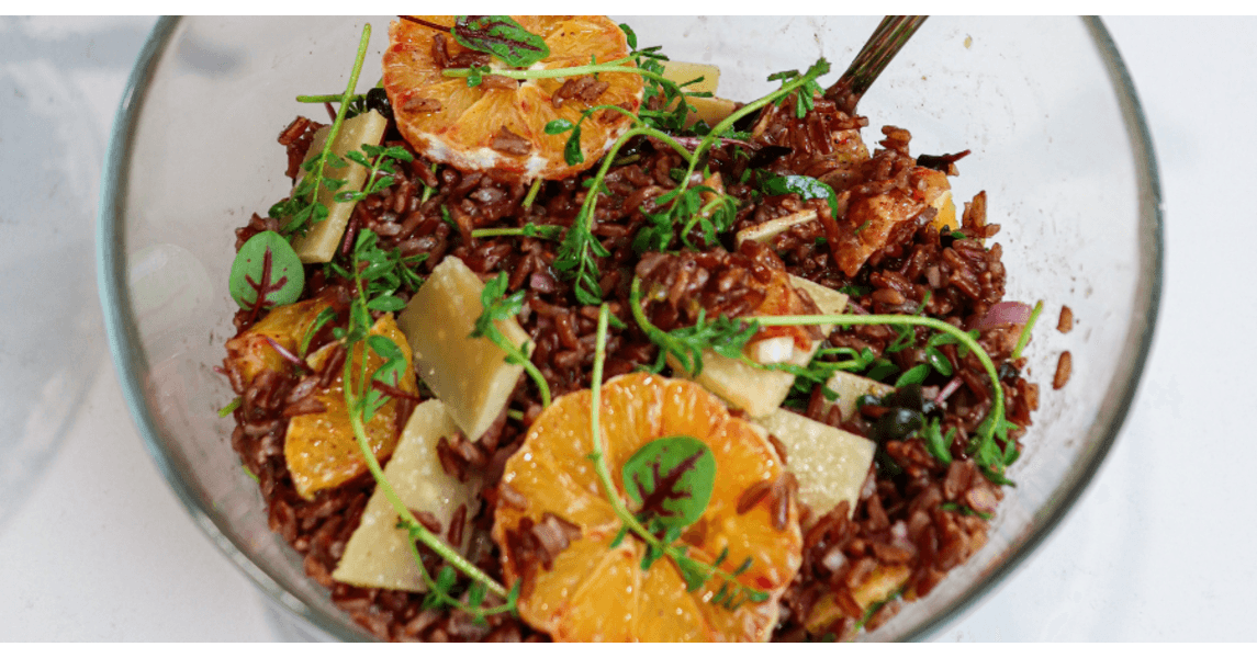 Rețetă salată de orez roșu cu portocale și parmezan la Multicookerul