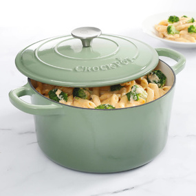  Vas cu capac, fontă emailată, 6.6L, rotund, verde fistic Crock-Pot