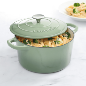  Vas cu capac, fontă emailată, 4.7L, rotund, verde fistic Crock-Pot