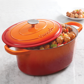  Vas de fontă emailată, 6.6L, oval, portocaliu Crock-Pot