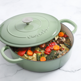  Vas de fontă emailată, 4.7L, rotund, verde fistic Crock-Pot