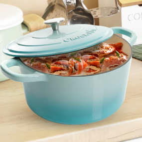  Vas de fontă emailată, 6.6L, rotund, bleu Crock-Pot