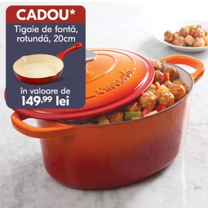 vas de fonta portocaliu oval pe masa