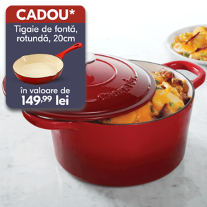 vas de fonta rosu inalt cu mancare