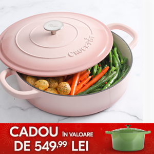 vas de fonta plat roz pudra pe fundal alb