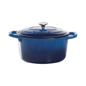 Vas cuptor, capac, fontă emailată, 6.6L, rotund, albastru Crockpot