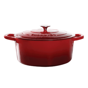 Vas cuptor, capac, fontă emailată, 6.6L, oval, roșu Crockpot