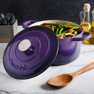 Vas cu capac, fontă emailată, 4.7L, rotund, lavandă Crockpot