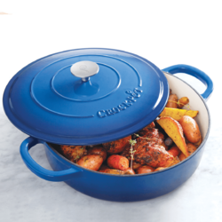 Vas cu capac, fontă emailată, 4.7L, rotund, albastru Crockpot