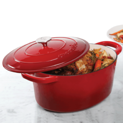 Vas de fontă emailată, 6.6L, oval, roșu Crock-Pot