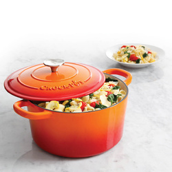 Vas cu capac, fontă emailată, 4.7L, rotund, orange Crockpot