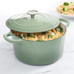 Vas cu capac, fontă emailată, 4.7L, rotund, verde fistic Crockpot