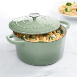Vas cu capac, fontă emailată, 4.7L, rotund, verde fistic Crockpot
