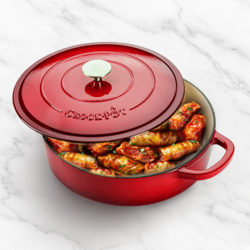 Vas de fontă emailată, 4.7L, rotund, roșu Crock-Pot