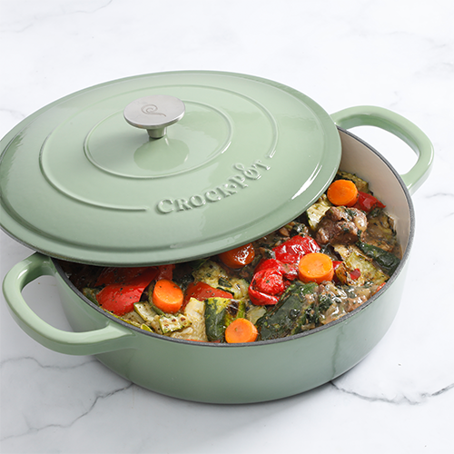 Vas cuptor, capac, fontă emailată, 4.7L, rotund, verde fistic Crock-Pot