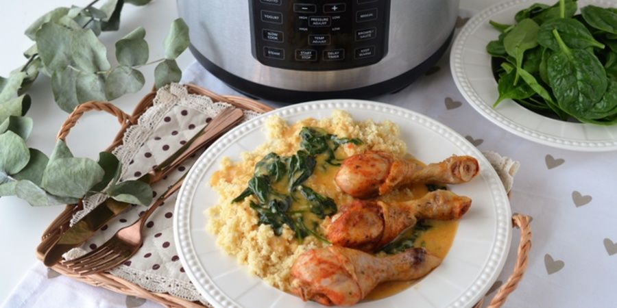 Rețetă pulpe de pui cu spanac la Multicooker Crock-pot Express cu gătire sub presiune by Teos Kitchen