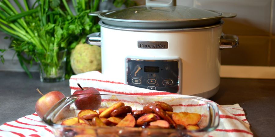 Reteta rata cu fructe caramelizate si piure de cartofi dulci la slow cooker Crock-Pot 5.0L DuraCeramic Saute by Florina Badea