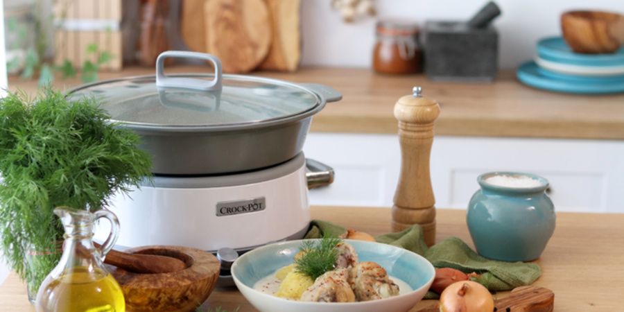 Rețetă ciulama de pui la Slow Cooker 6.0L Digital DuraCeramic Sauté Crock-Pot by Bucătar Maniac