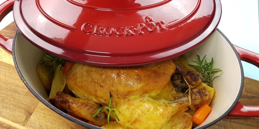 Rețetă pui la cuptor la vasul din fontă emailată 6.6L Crock-pot by Rețetele Mihaelei